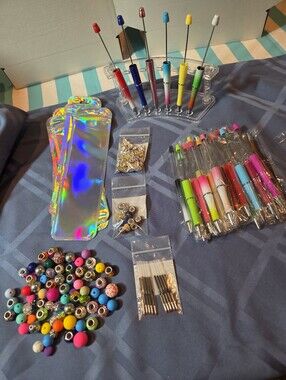 Bead able Pen  Starter Kit -  24 Pens, 1 Pen Holder, 9 Pen Bags,  Over 100 Beads